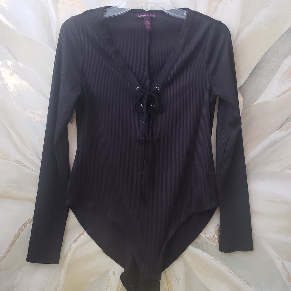 Black Front Tie Bodysuit